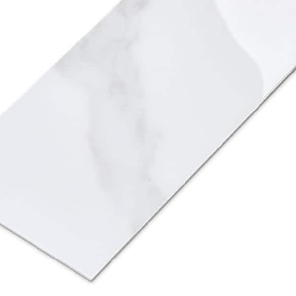 Subway Carrara White 4 in. x 12 in. Glossy Vinyl Peel and Stick Backsplash Acrylic Wall Tile (30-Pack)