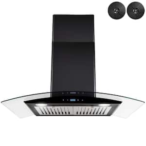 30 in. 217 CFM Convertible Wall Mount Range Hood in Black Painted Stainless Steel with Glass and Carbon Filters