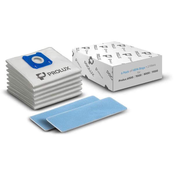 Prolux 6000-9000 Series Upright Vacuum Cleaner 6-Pack of Bags and 2-Post Filters