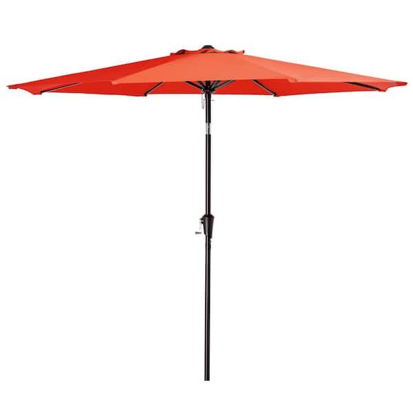 JEAREY 9 ft. Steel Pole Market Umbrella Crank and Tilt Outdoor Patio Umbrella in Orange