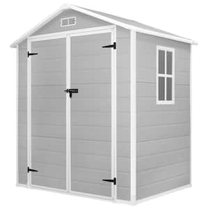 Gray 6 ft. W x 4 ft. D All-Weather Resin Patio Outdoor Plastic Storage Shed w/Window & Reinforced Floor(24 sq. ft.)
