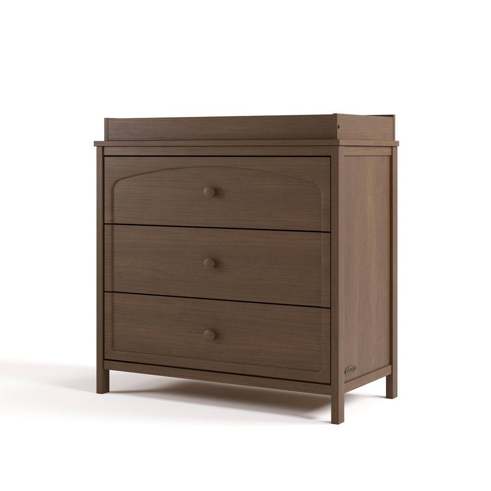 Olivia Hazelnut 3 Drawer 35.51 in. Wide Dresser with Removable Changing Table Topper