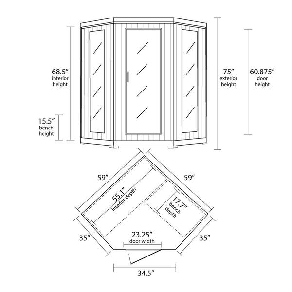 Radiant Sauna 4-Person Cedar Corner Infrared Sauna with 10 Carbon Heaters  BSA1320 - The Home Depot