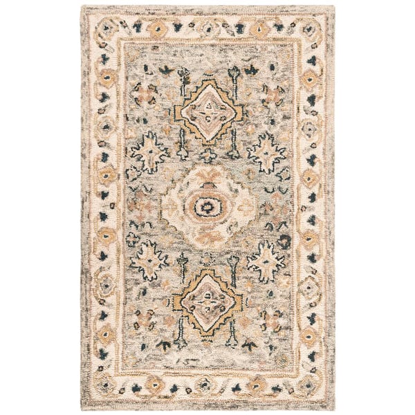 SAFAVIEH Aspen Moss/Ivory Doormat 3 ft. x 5 ft. Border Area Rug
