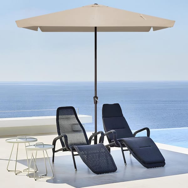 JEAREY 8 ft x 10 ft. Rectangular Steel Market Crank and Tilt Outdoor Patio Umbrella in Tan