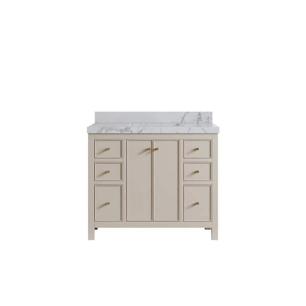 Willow Collections Chicago 42 in. Single Sink Freestanding Fine Grain Bath Vanity with Venatino Qt. Top Unassembled