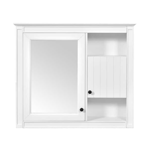 32 in. W x 28 in. H Rectangular MDF Medicine Cabinet with Mirror