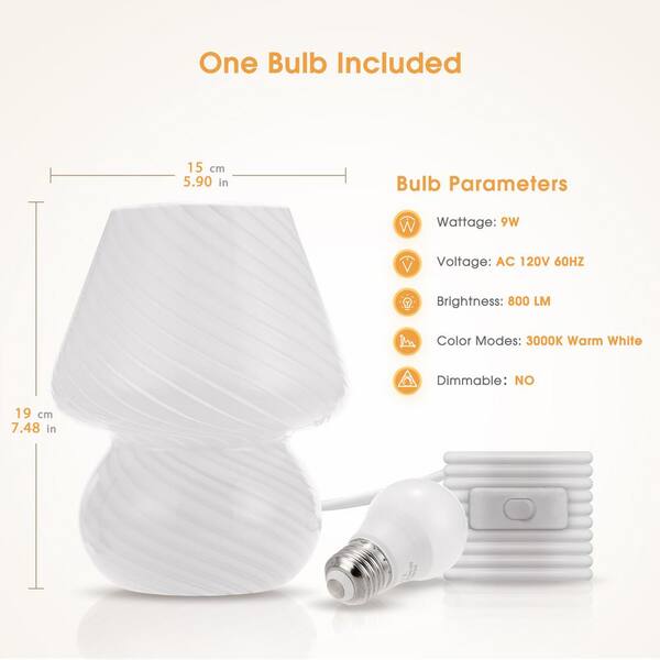 Small Mushroom Table Lamp - Pink Translucent Glass, Nightstand Lamp For Bedroom, Desk, With E26 Bulb, Cute Decor Gift