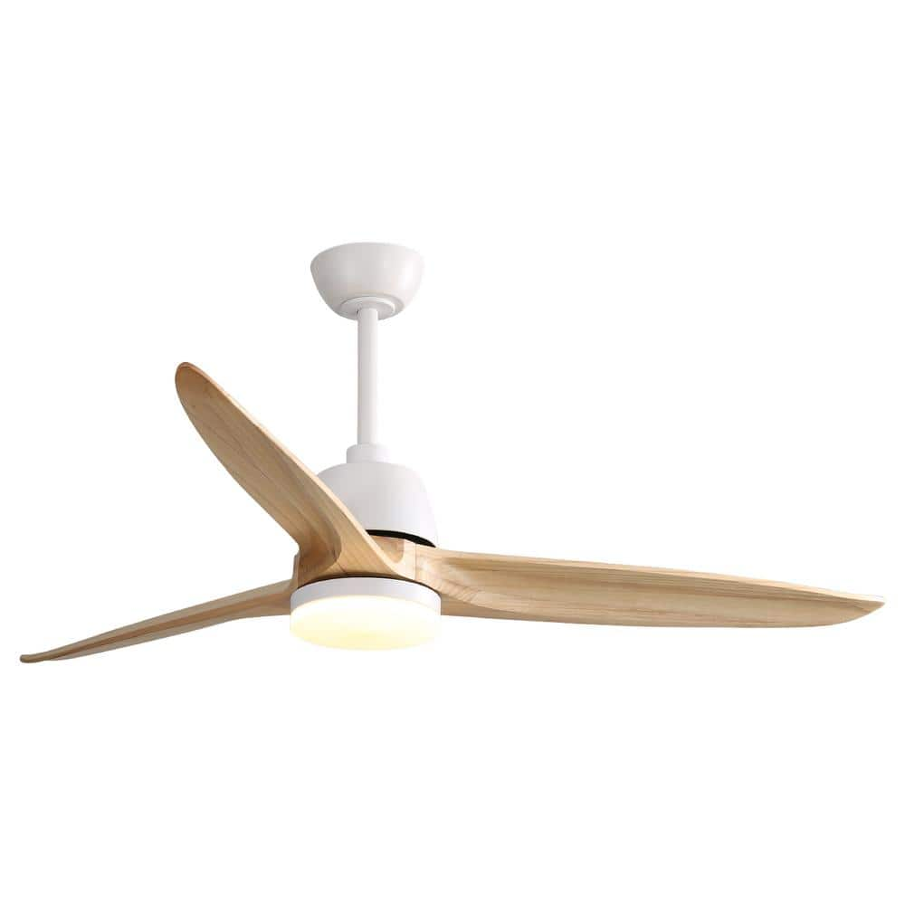 56 in. Integrated LED Indoor/Outdoor White Ceiling Fan with Light Kit and Remote Control -  CACI Mall, HW-56K001-WH