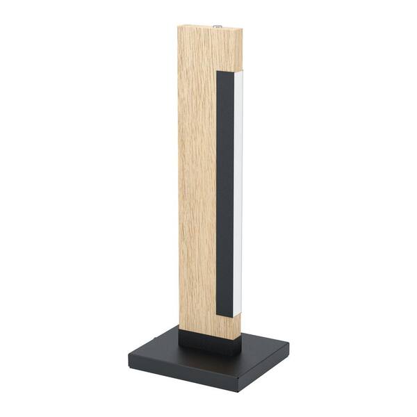 Eglo Camacho 15.94 in. Black and Wood Table Lamp with White Plastic Cover
