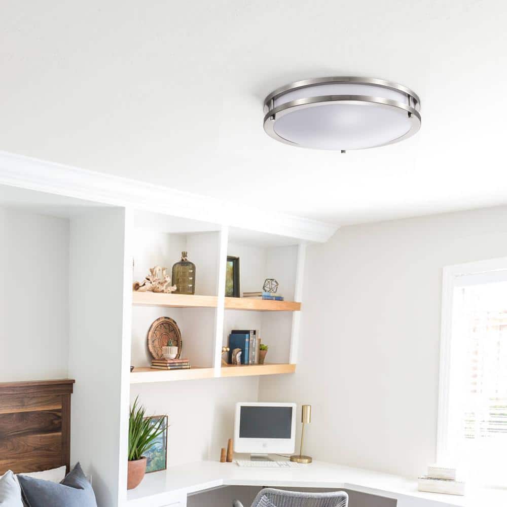 Brushed Nickel 13.75" LED Flush Mount Ceiling Light