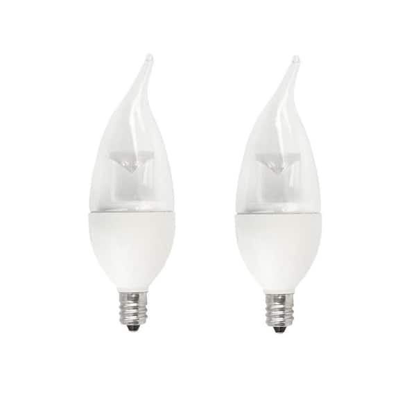 TCP 40W Equivalent Soft White Flame Tip Candelabra Deco LED Light Bulb (2-Pack)