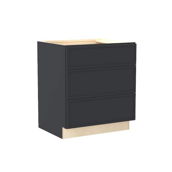 Franklin 30 in. W x 24 in. D x 34.5 in. H Assembled Plywood Drawer Base Kitchen Cabinet in Valiant Onyx with Soft Close