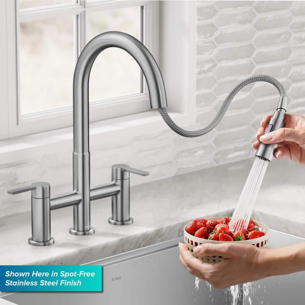 Matte Black Brass Kitchen Faucet with Pull-Down Sprayhead