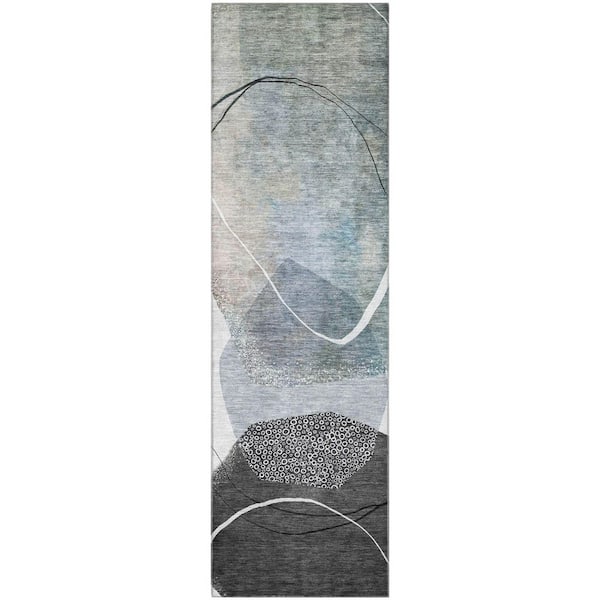 Mayfield Premium Machine Washable Abstract AMF2077 Ivory 2 ft. x 7 ft. Runner Rug