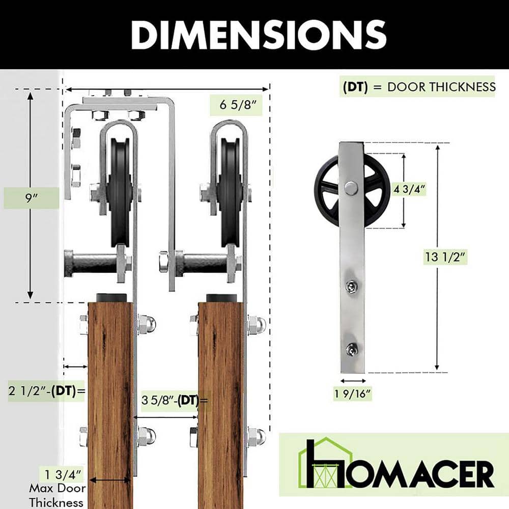 Brushed Nickel Double Track Bypass Sliding Barn Door Hardware Kit