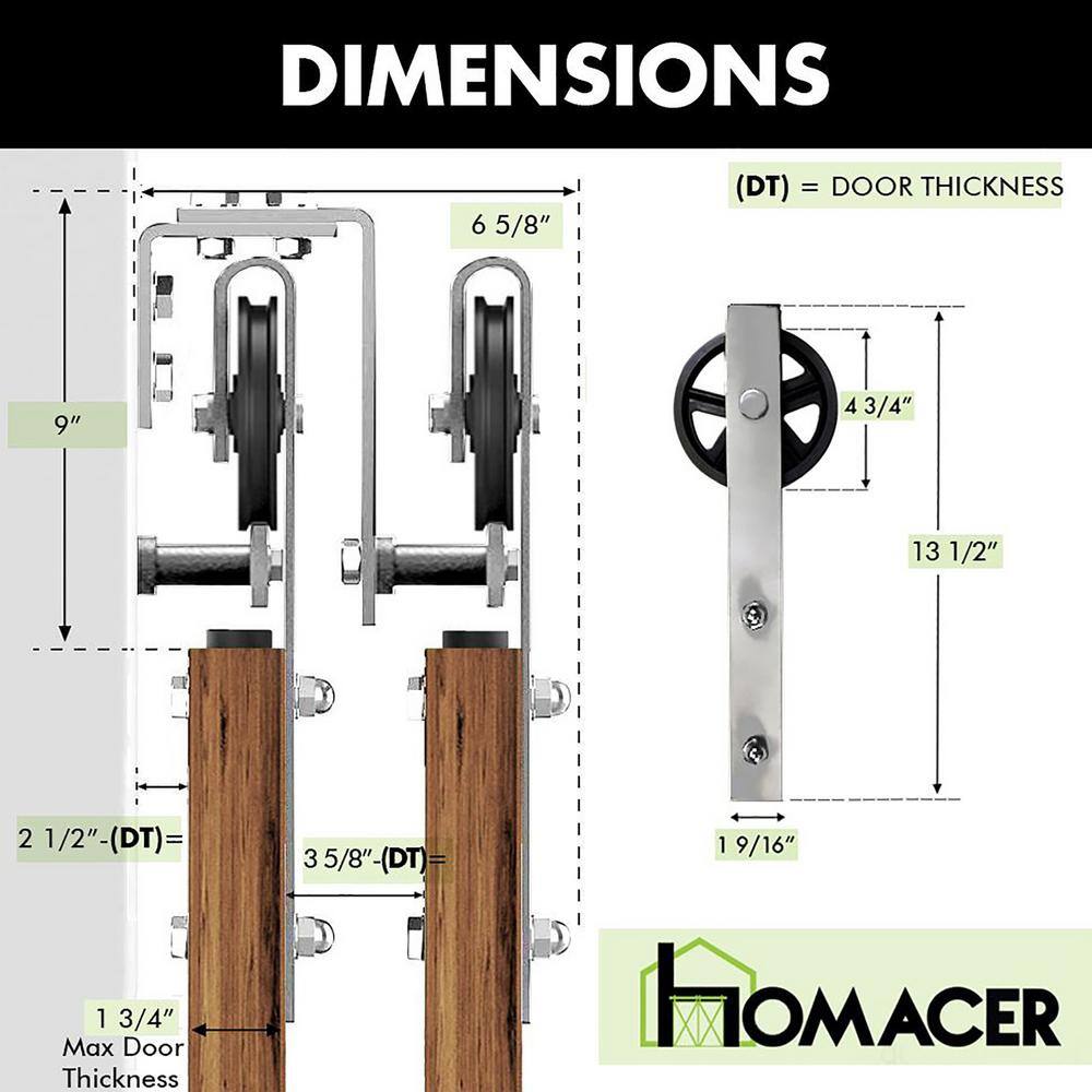 Brushed Nickel Double Track Bypass Sliding Barn Door Hardware Kit