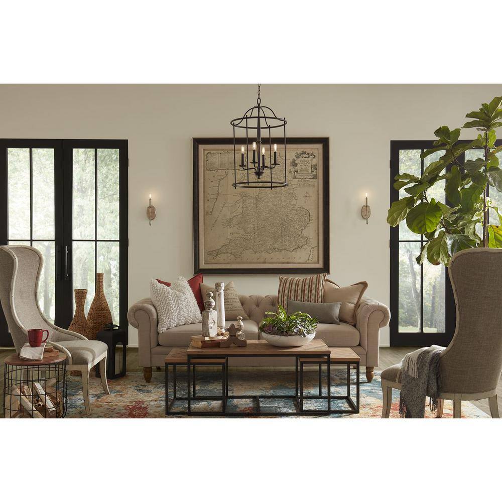 Durrell Matte Black Open-Cage 4-Light Foyer Pendant