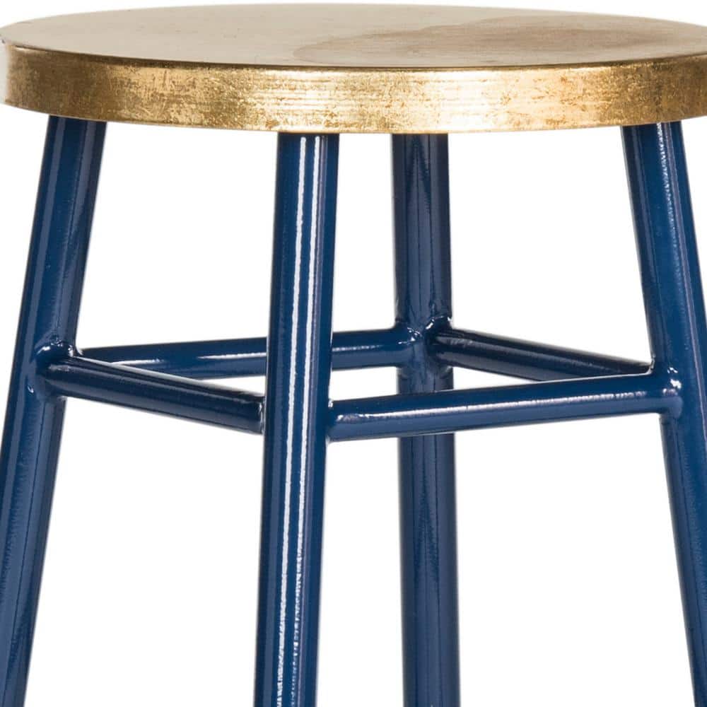 Navy and Gold Backless Metal Counter Stool