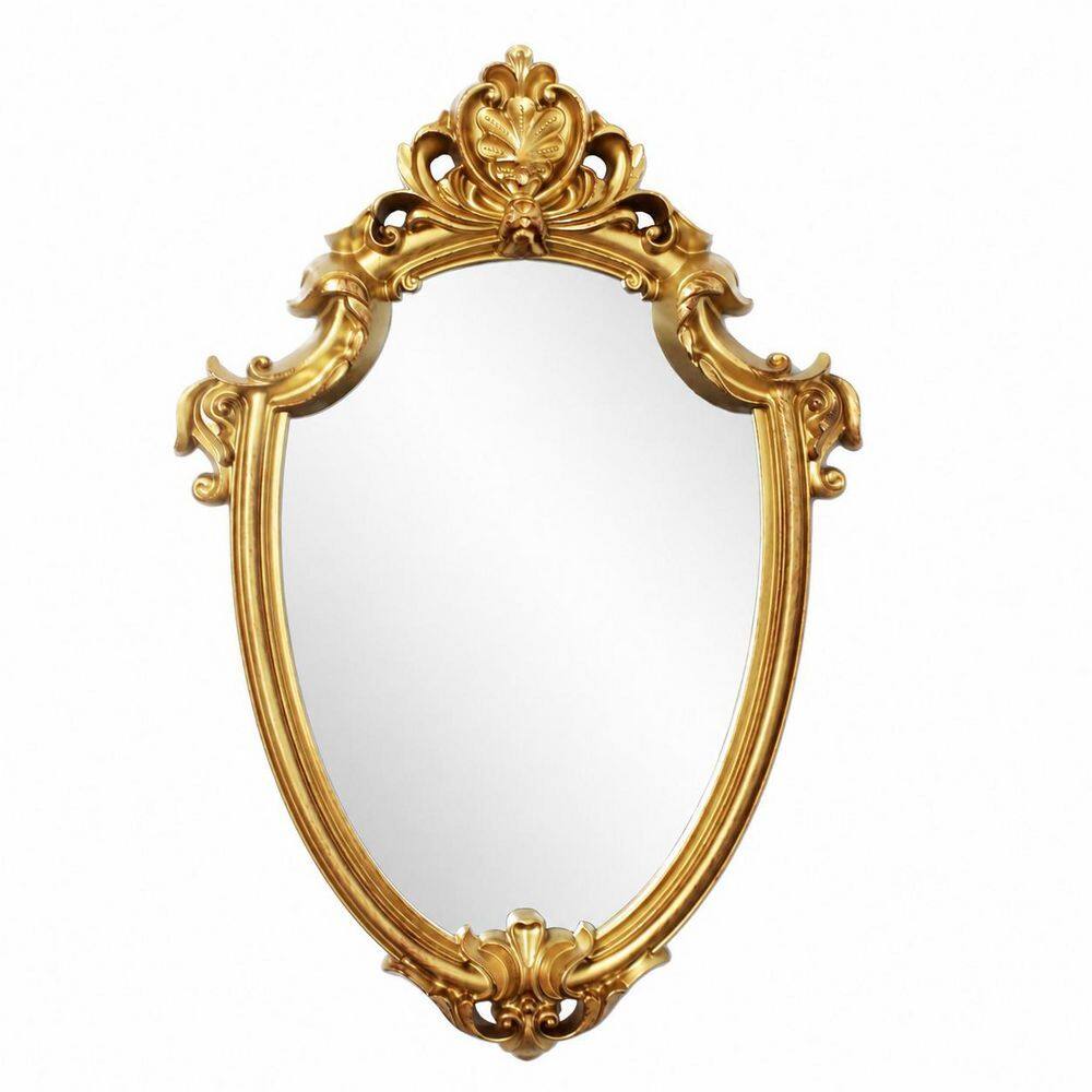16.5 in. H x 11 in. W Brushed Gold Shield-Shaped Plastic-Framed Decorative Wall Mirror for Living Room price history on PriceWatchPro