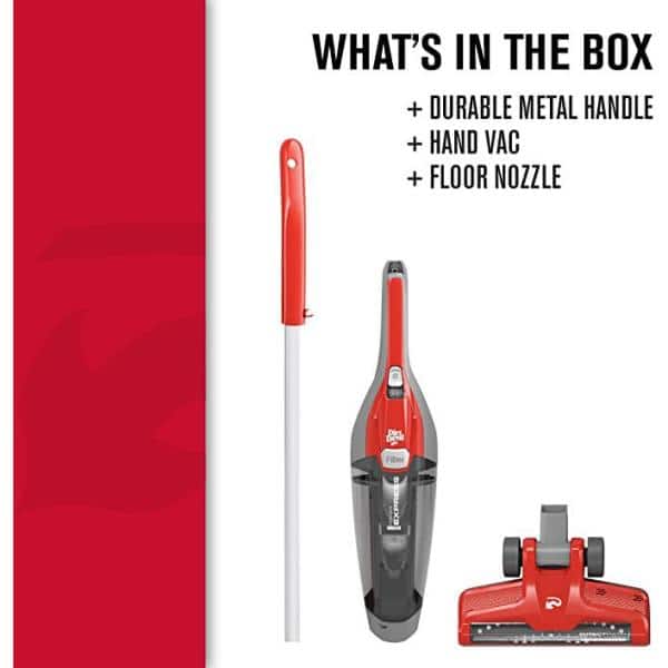 Red Lightweight Bagless Stick Vacuum Cleaner with Washable Filter