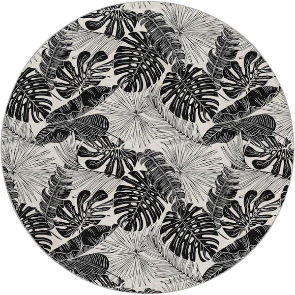 Dream Shag Premium Machine Washable Abstract ADS211 Midnight 8 ft. x 8 ft. Round Rug