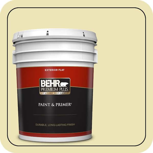 BEHR PREMIUM PLUS 5 gal. #PPU9-13 Yellow Wax Pepper Flat Exterior Paint & Primer
