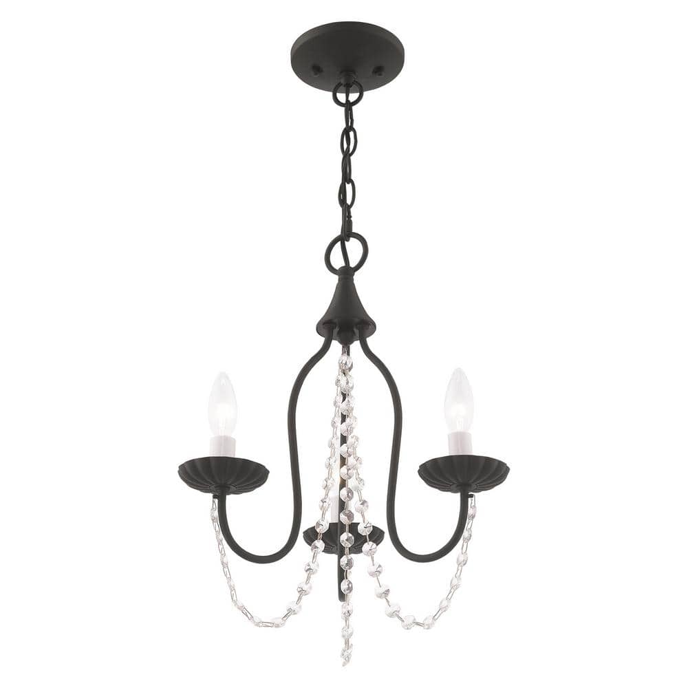 Black Mini Crystal 3-Light Candelabra Chandelier