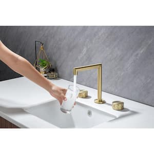 ABA 8 in. Widespread Double Handle 3-Hole Bathroom Vanity Faucet in Brushed Gold