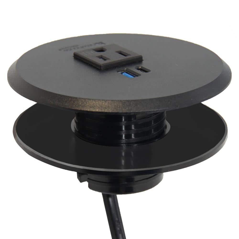 2-4 in. Universal Desk Grommet with Tamper Resistant Electrical Outlet, USB Ports, and 6.5 ft. Cable price history on PriceWatchPro