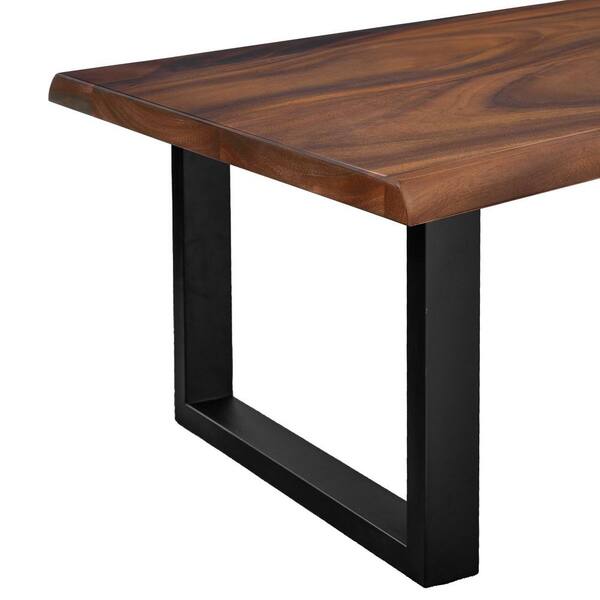 テーブル・机 Work table walnut color iron leg Salah 47 in. Rustic Industrial Walnut Rectangle Solid Wood Tea