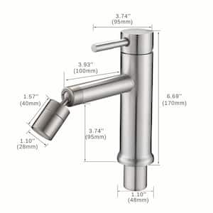Single Handle Single Hole Bathroom 2 Mode Faucet with 360 Degree Rotating Aerator in Brushed Nickel