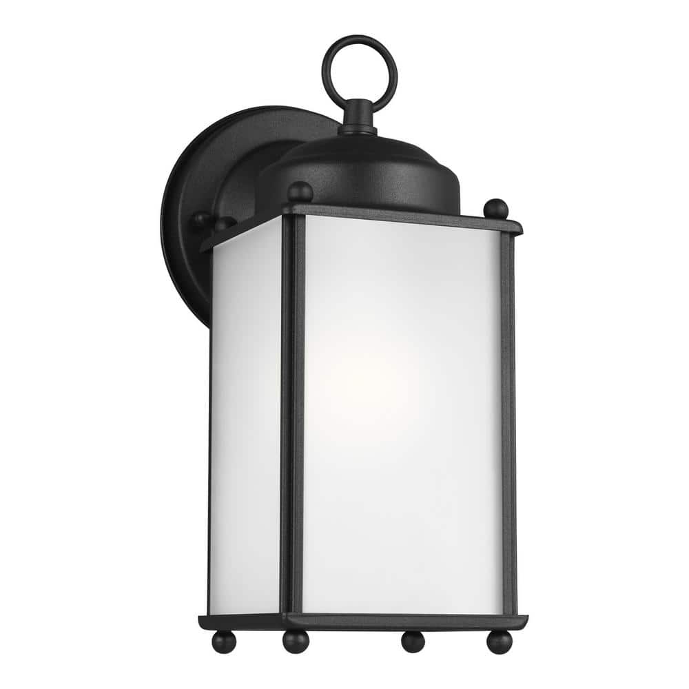 Black Satin Etched Glass Outdoor Wall Lantern
