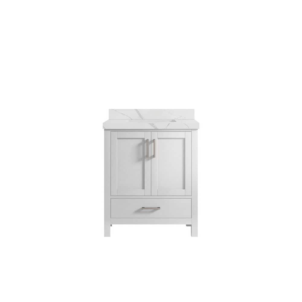Malibu 30 in. W x 22 in. D x 36 in. H Bath Vanity in White with 2 in. Calacatta Quartz Top price history on PriceWatchPro