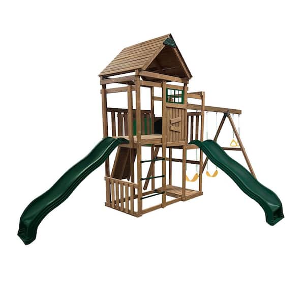 PlayStar Inc Mammoth Freedom Fort Wood Outdoor Playset with Accesories