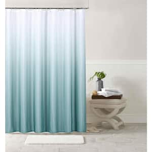 Shades Printed Fabric 3D Textured Gradient Colors Ombre Designed Fabric Shower Curtain 70" x 72" in Ombre Blue