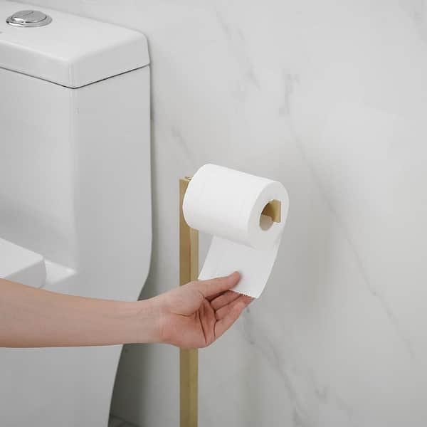 Luxury Double Marble Brushed Brass Toilet Paper Holder With Shelf
