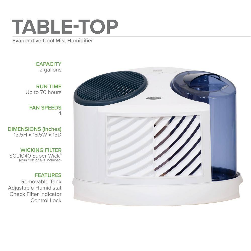 White Digital Evaporative Tabletop Humidifier with Humidistat