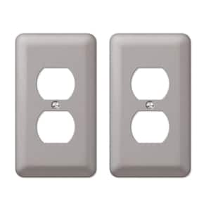 G&H FRP310 Flat Plate Rustic Pewter 2 Gang Double 13A Switched Plug Socket 