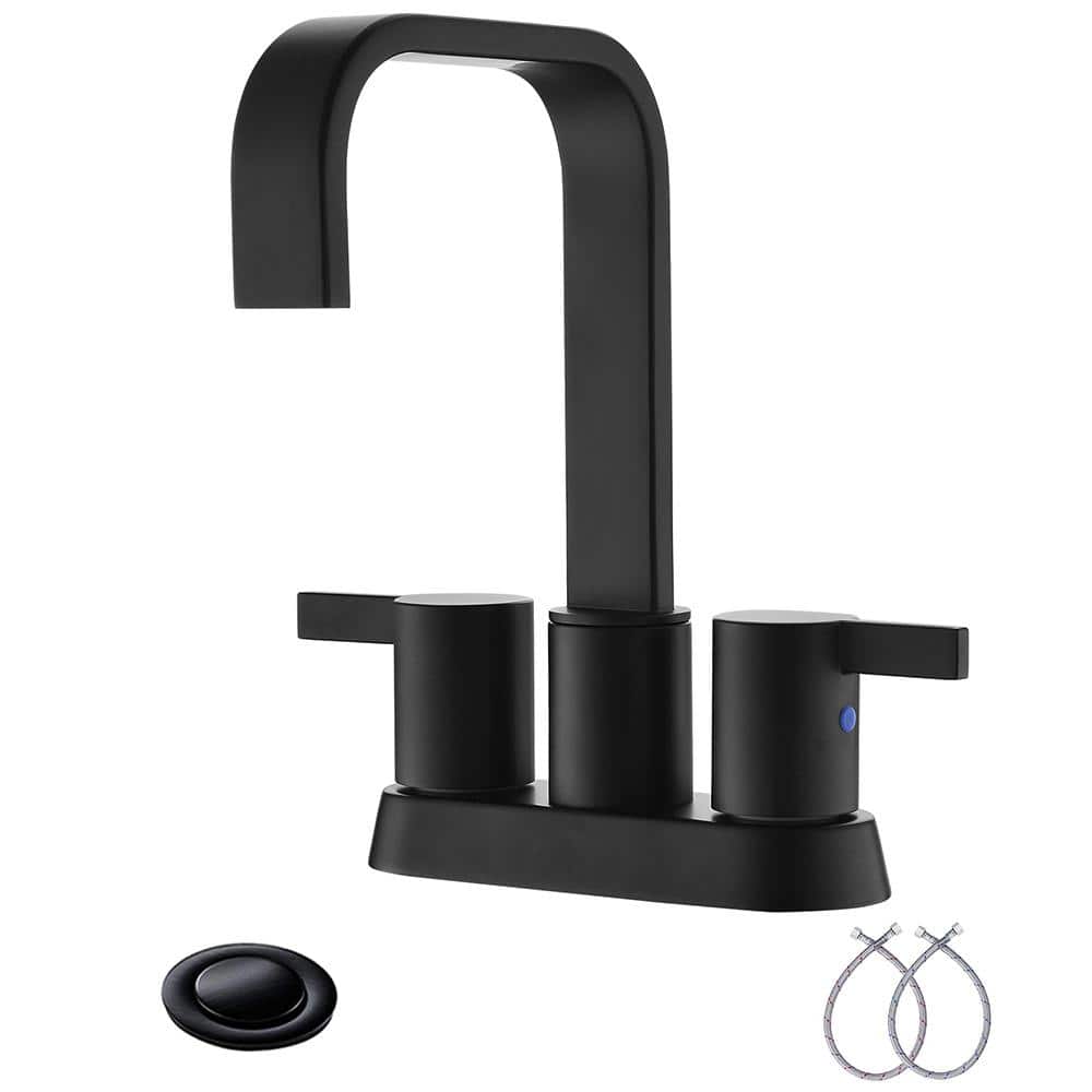 Phiestina 4 in. Center Set Matte Black Waterfall RV Bathroom Faucet