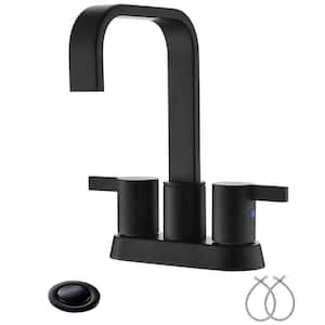 4 in. Center Set Matte Black Waterfall RV Bathroom Faucet, Rotatable 360-Degree Swivel Bathroom Faucet