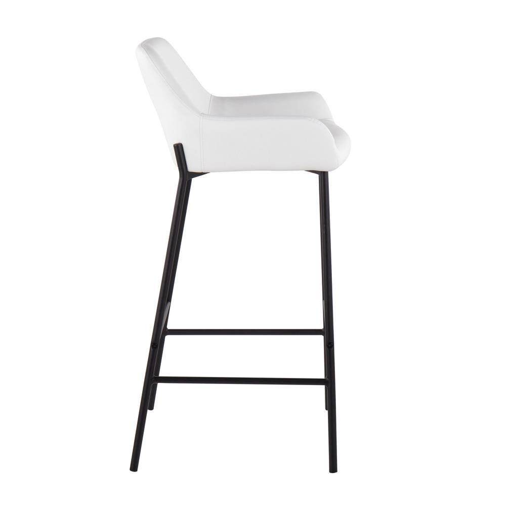 Daniella Industrial Black Metal and White Faux Leather Barstools - Set of 2