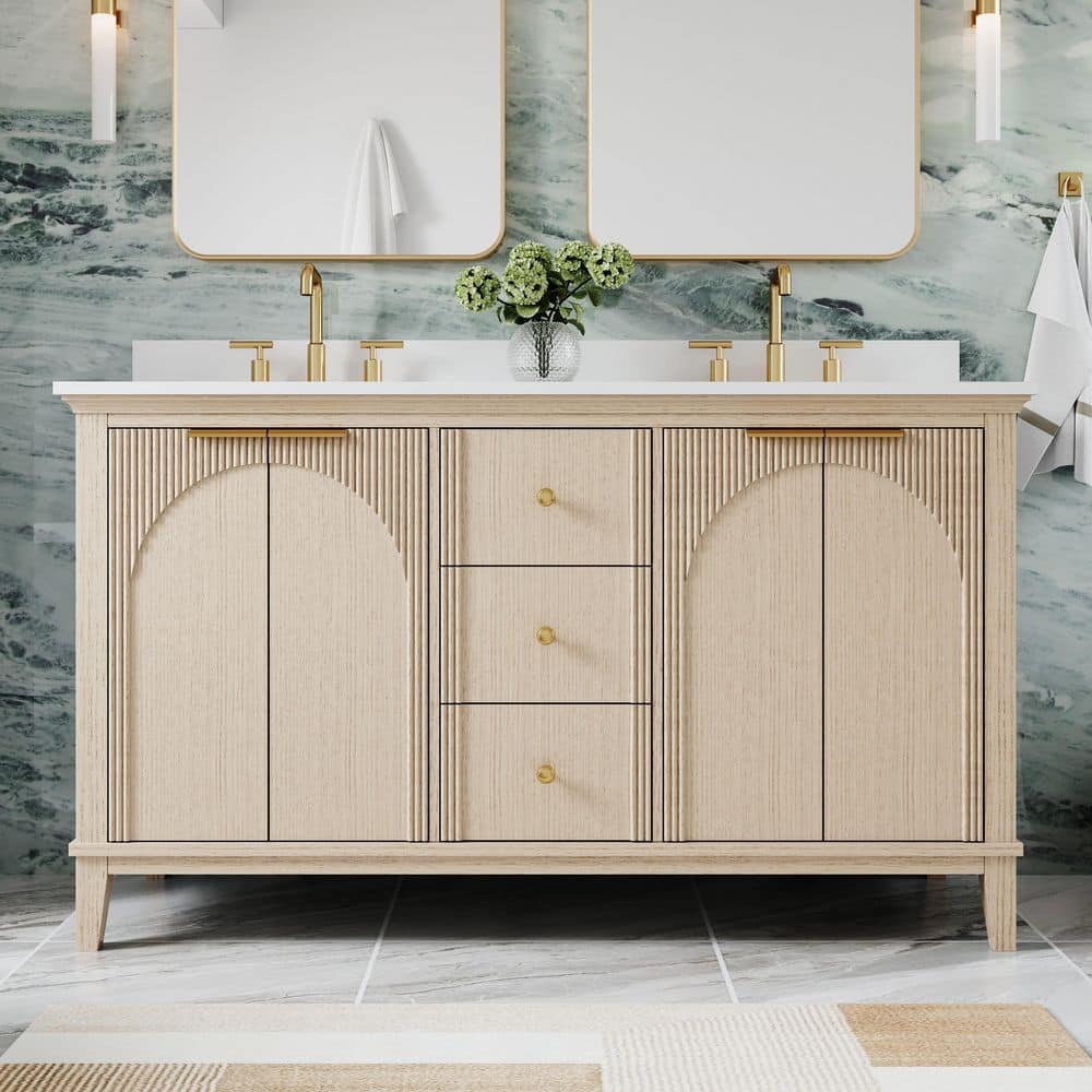 BB様　4 ANGELES HOME 60 in. Freestanding Solid Wood Oak Bath Vanity with