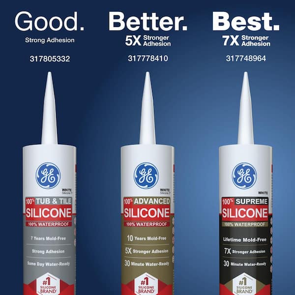 Tub and Tile Silicone 1 Caulk 10.1 oz Kitchen and Bath Sealant White