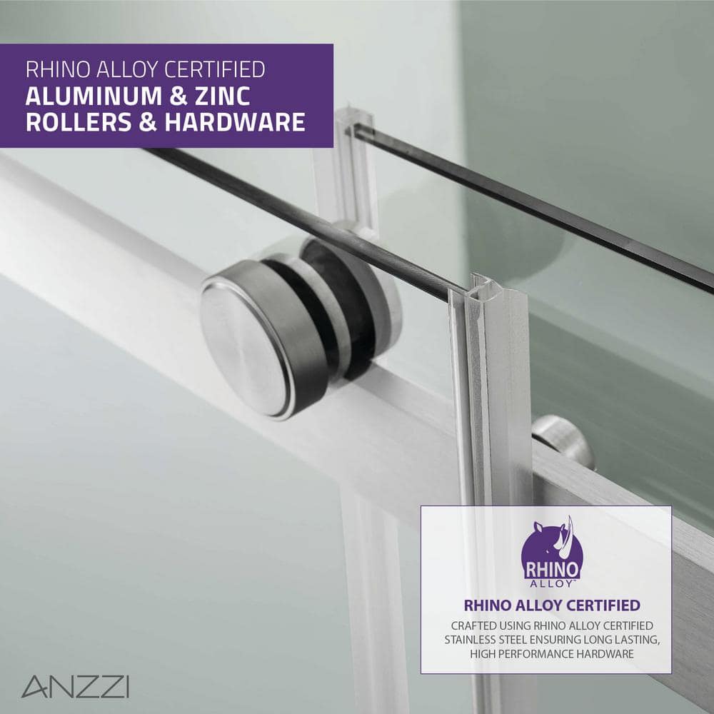 Stellar 48" x 76" Frameless Sliding Shower Door in Brushed Nickel
