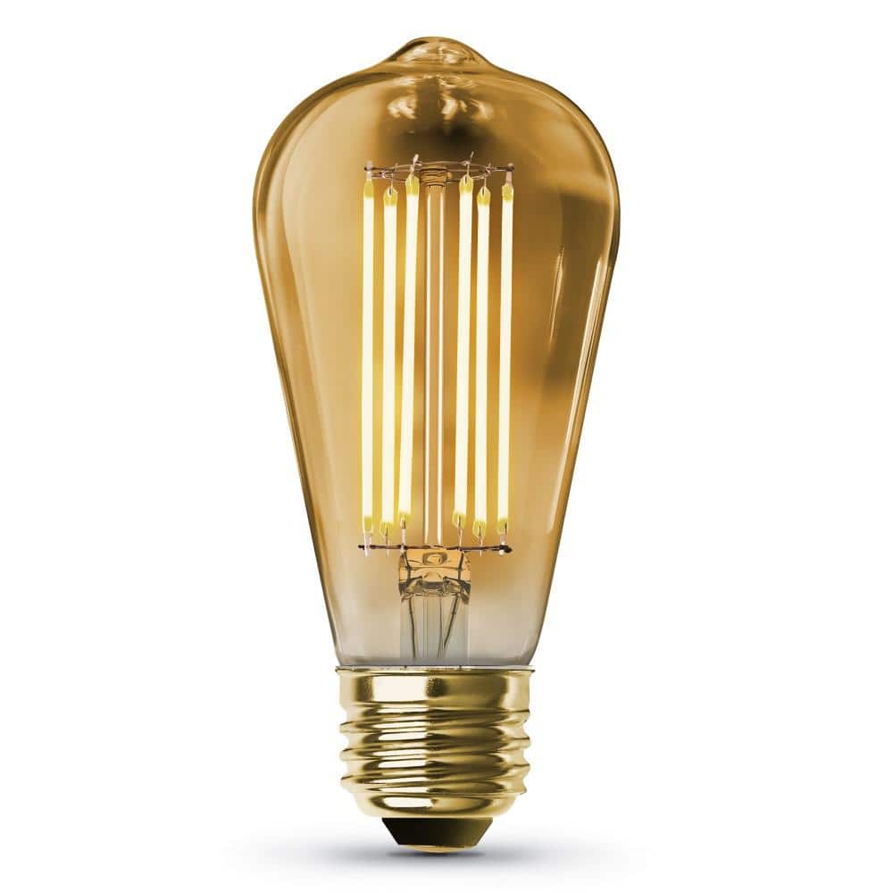 Feit Electric 60-Watt Equivalent ST19 Dimmable Straight Filament Amber ...