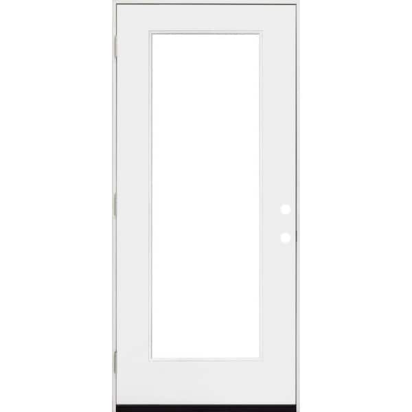 Steves & Sons 32 in. x 80 in. Legacy Full Lite Clear Glass Right Hand Outswing White Primed Fiberglass Prehung Front Door