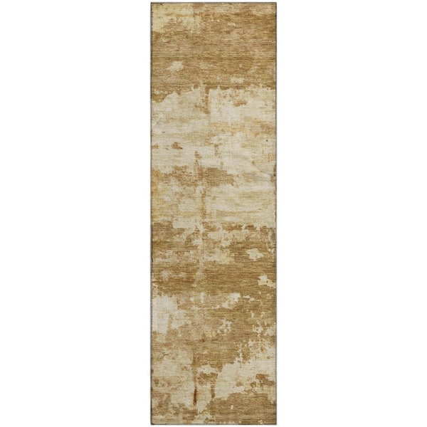 Mayfield Premium Machine Washable Abstract AMF2362 Brown 2 ft. x 7 ft. Runner Rug