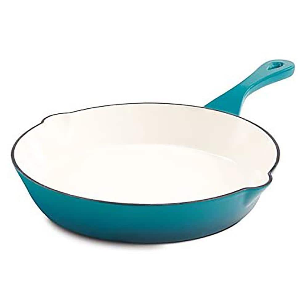 Crock-Pot Artisan 10 in. Cast Iron Nonstick Skillet in Teal Ombre with  Helper Handle 111982.01 - The Home Depot