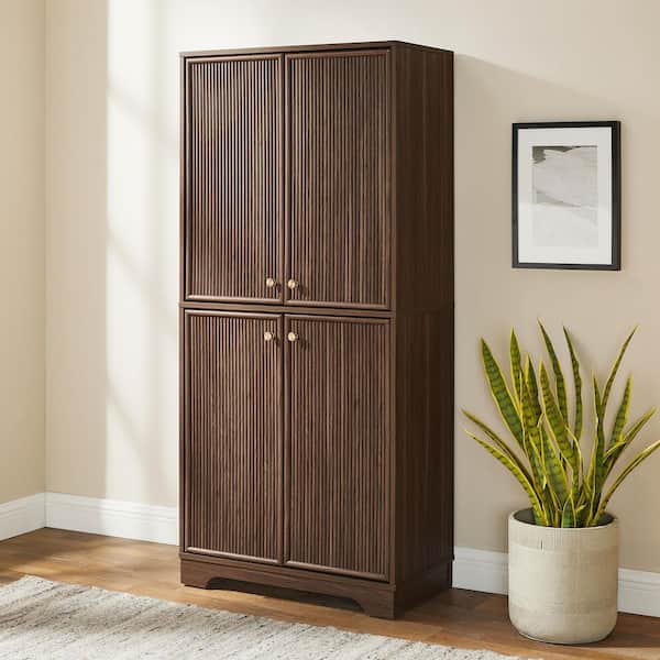 CROSLEY FURNITURE Naomi Walnut Engineered Wood 29.38 in. x 63.5 in
